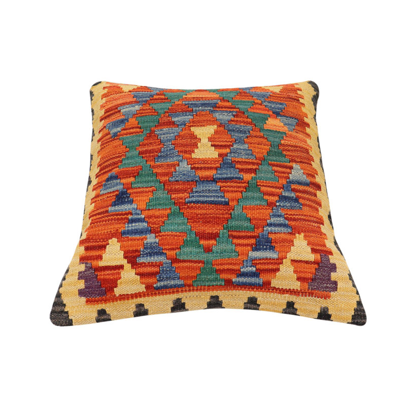 Coussin Bohème Marchant, Rouille / bleu / or / noir, H 18 po x l 20 po