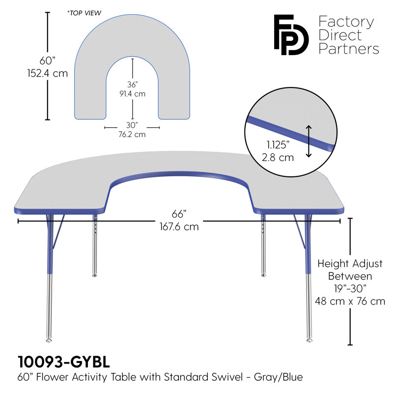 Table d'activité 66 "x 60", Bleu