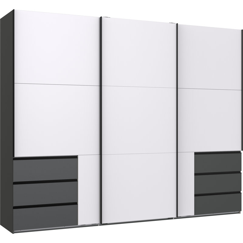 Guardino 3 Door Wardrobe, 236cm H x 300cm W x 65cm D, White/Graphite