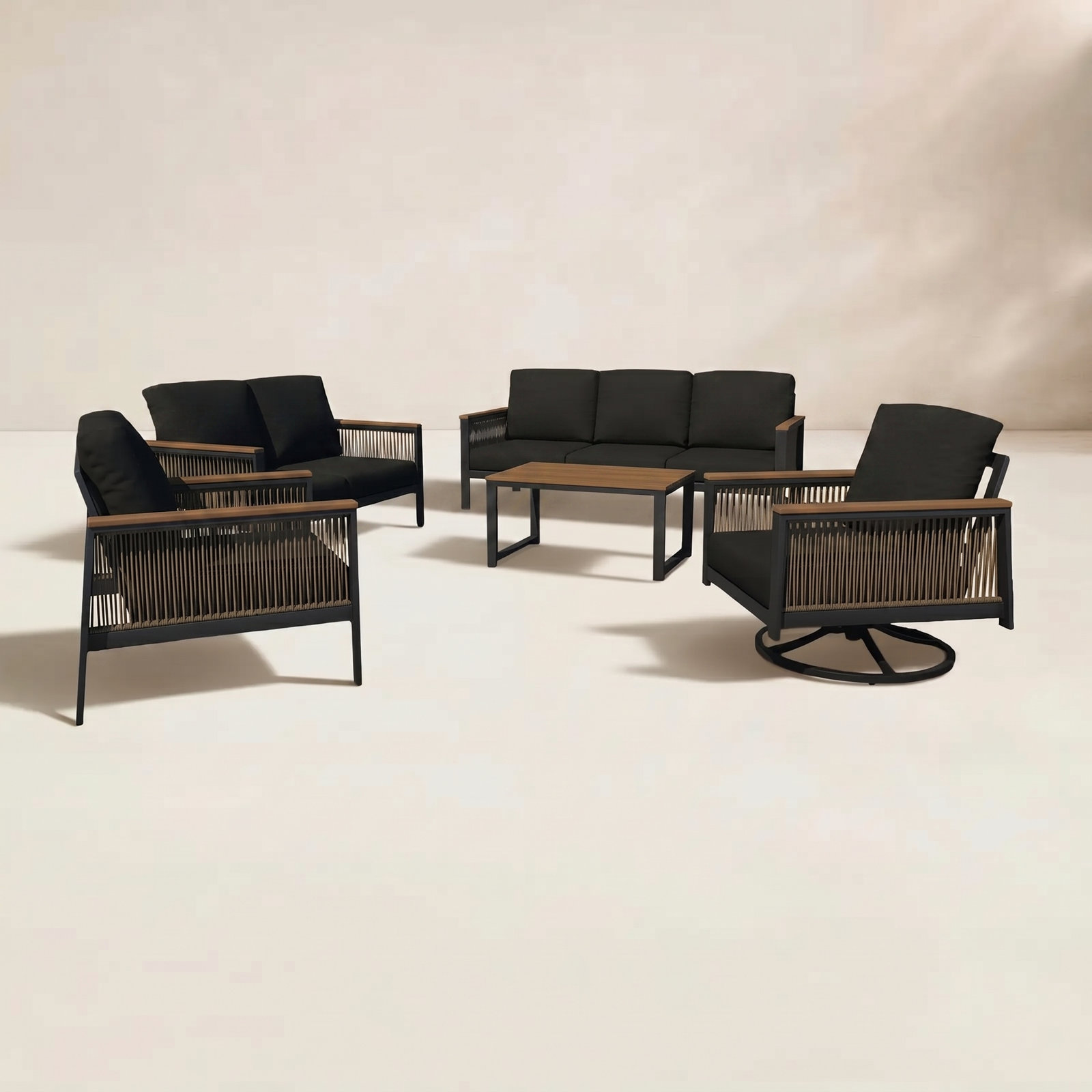Townsend 7-Person Sunbrella® Patio Seating Group, Canvas Black