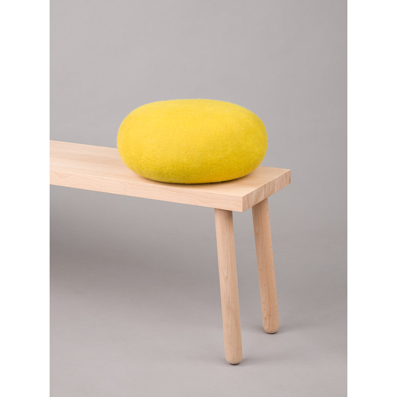 38cm Wide Round Solid Colour Pouffe Ottoman, Yellow