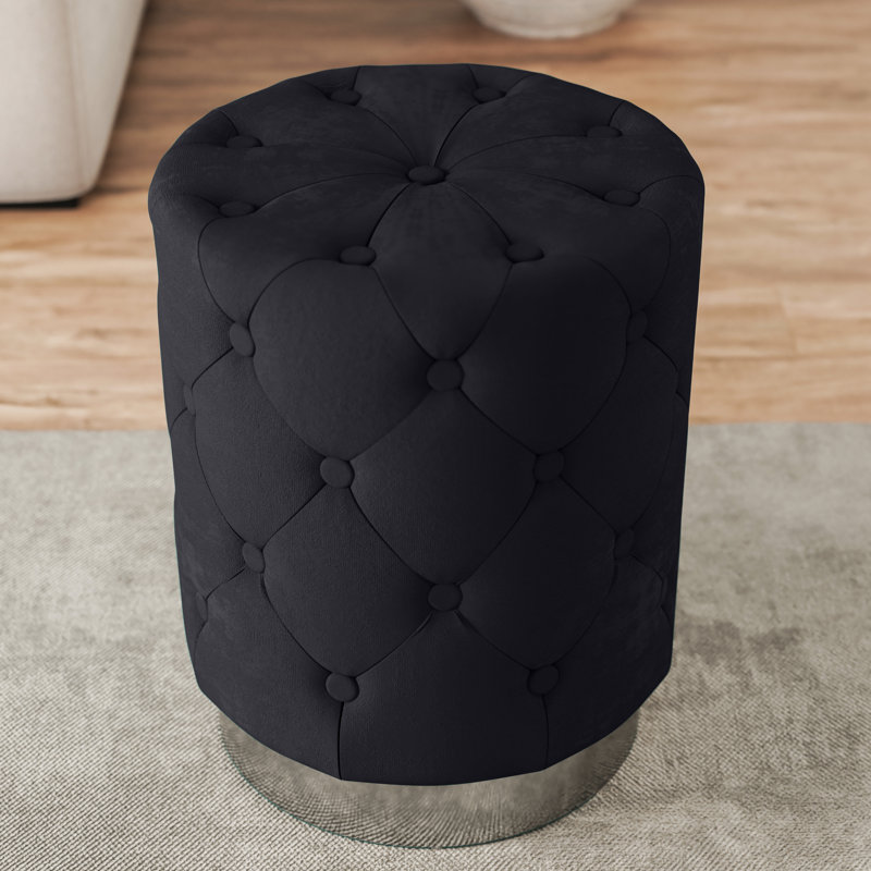 Repose-pieds standard capitonné en velours 15 po Kiser, Velours noir, Argent
