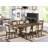 9 Piece Dining Table Set Includes a Rectangle Wooden Table with Removable Leaf and 8 Light Beige Linen Fabric Upholstered Chairs, Antique Walnut-677213870-677213869
