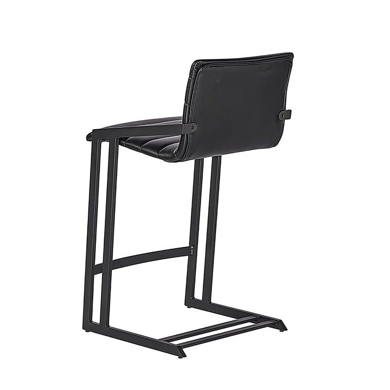 Webber Upholstered Stool with Metal Frame, Black Faux Leather, Counter Stool (26" Seat Height)