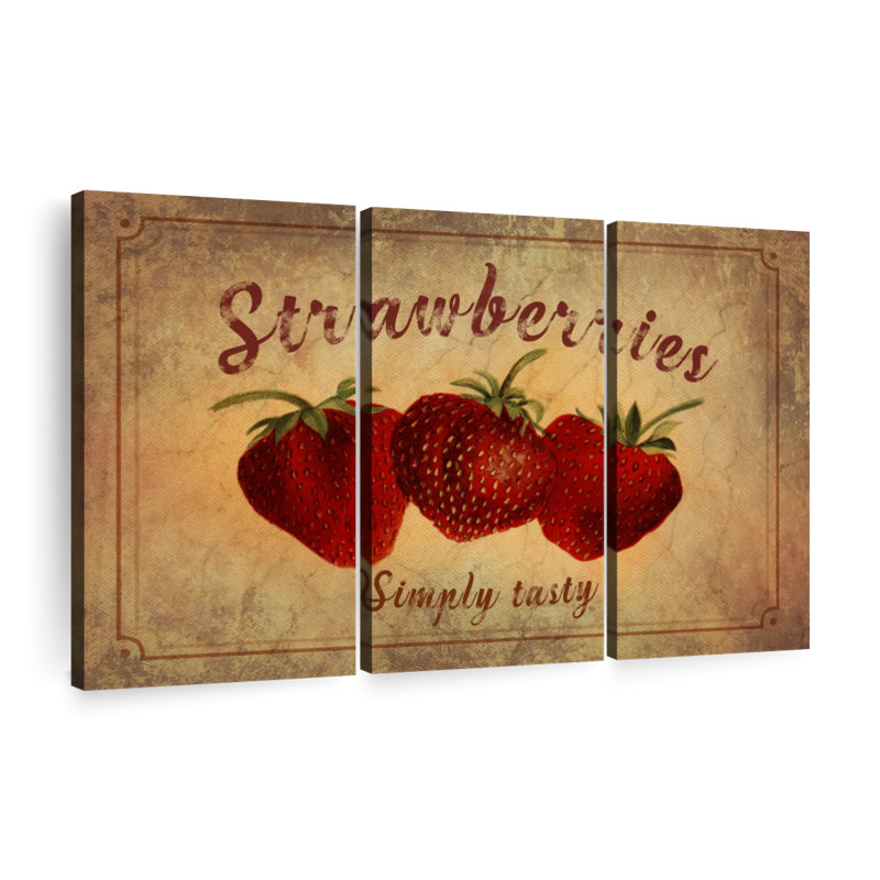 Fraises savoureuses 3 pièces, H 24 po x l 38 po x P 1,25 po