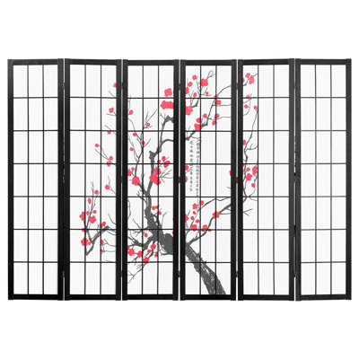 Paravent, paravent japonais à 6 panneaux, paravent pliant en bois pour l'intérieur, cloisons de décoration portatives japonaises, pour la séparation de pièces, bureau à domicile, restaurant et chambre à coucher