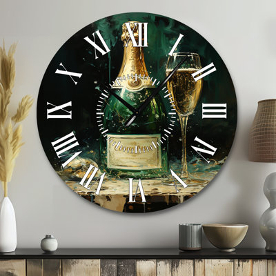 Horloge murale dorée et émeraude champagne Dream I - Champagne