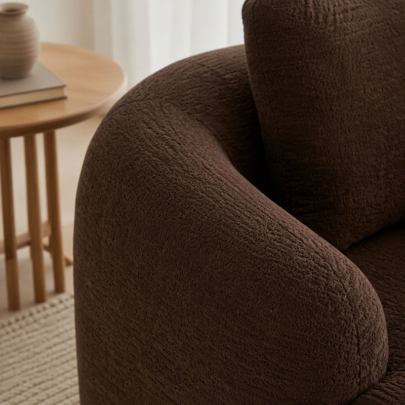 Canapé modulaire en L en éponge à compression complète avec méridienne incurvée, canapé modulaire brun en chenille, haute densité 30D pour le salon en appartement, 900 lb