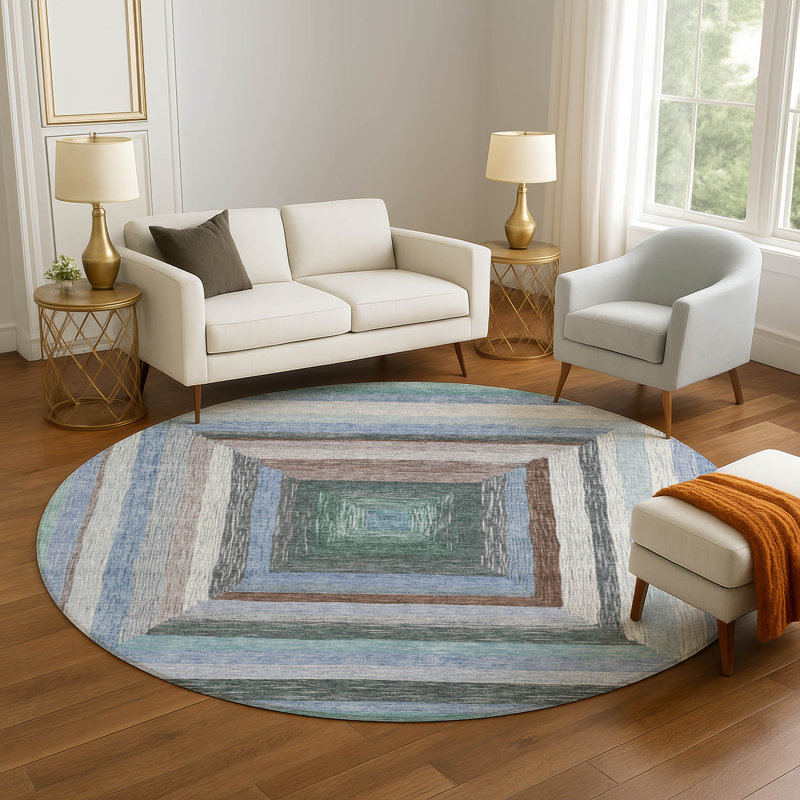 Premium Machine Washable Millbrook AMF1957 Geometric Rug, Round 8'