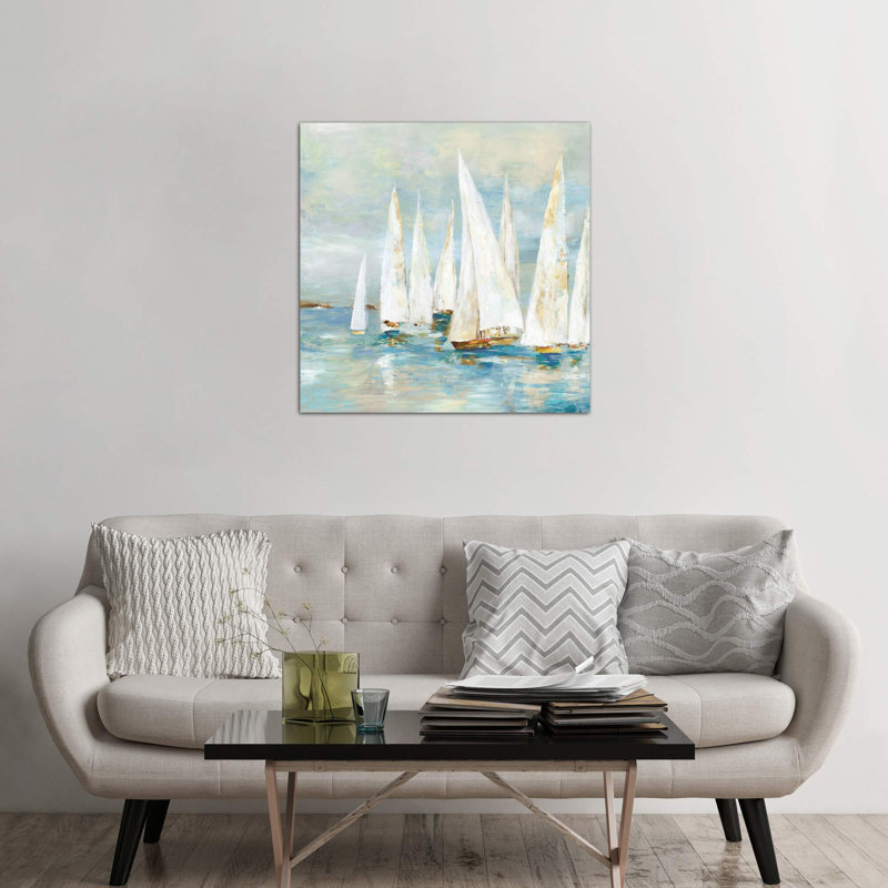 Sailboats by Allison Pearce - Painting on Canvas, 45.72 cm H x 45.72 cm W x 1.91 cm D, No Frame
