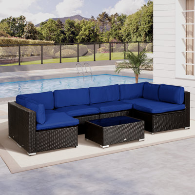 Outdoor 14pc Patio Rattan Sofa Set Cushion Cover Replacement