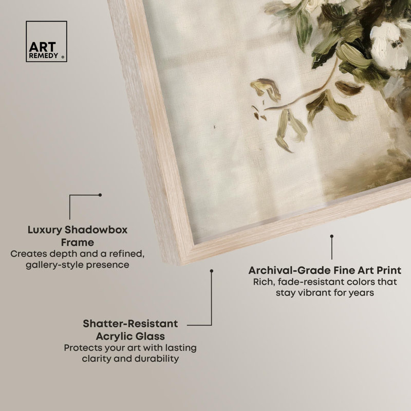 «Gritty Garden Shadowbox Print» par Art Remedy, H 25 po x l 31 po, Crème, crème