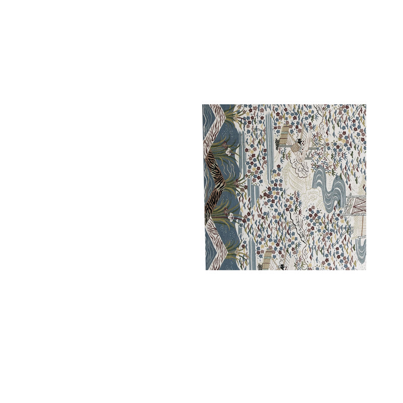 Tapis ivoire et bleu noué à la main de haute qualité