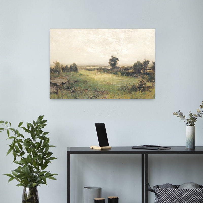 Paysage champêtre abstrait contemporain, art naturel, H 24 po x l 16 po