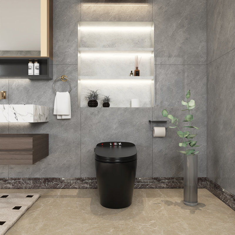 27 po X 16 po Baignoire de trempage autoportante en céramique en noir mat