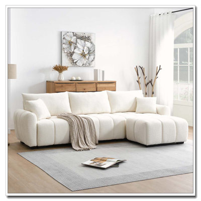 Boucle Fabric 110" Modular Sectional Sofa