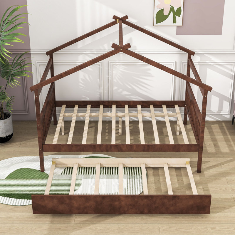 Patchin Wood Daybed with Trundle and Slats, Full, Walnut