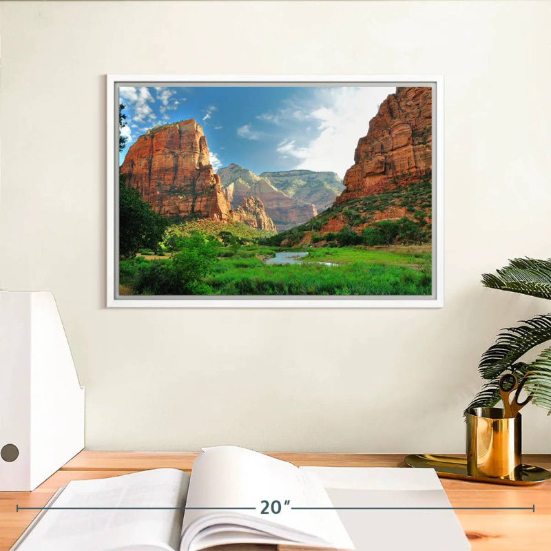 Zion National Park Canyons, Floating Frame White, 13" X 9"