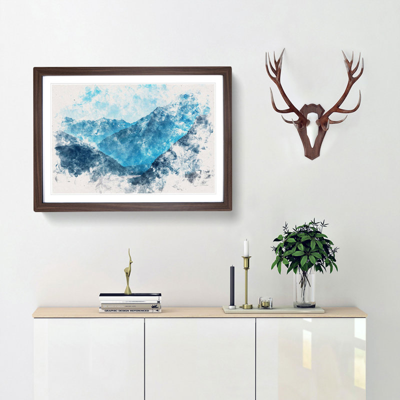 Blue Mountains in Sikkim India - Framed Print, 24cm H x 33cm W x 2cm D, Walnut Framed