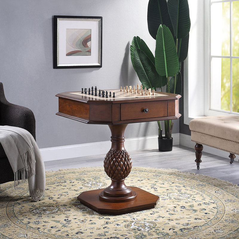 Table de jeu en cerisier avec base piédestal