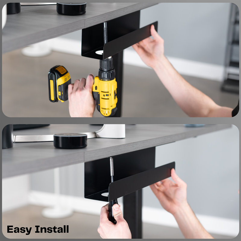 VIVO Black Metal Under Desk Cable Management Tray