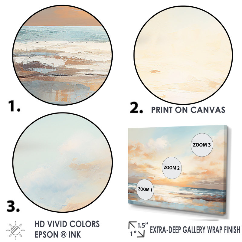 Polanco - plage et océan, reproduction d'art sur toile, H 12 po x l 20 po x P 1 po, Cadre simple blanc