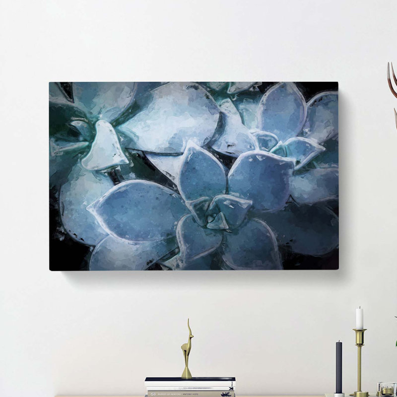 Pale Purple Succulent Plant In Abstract - Wrapped Canvas, 50cm H x 76cm W x 3cm D
