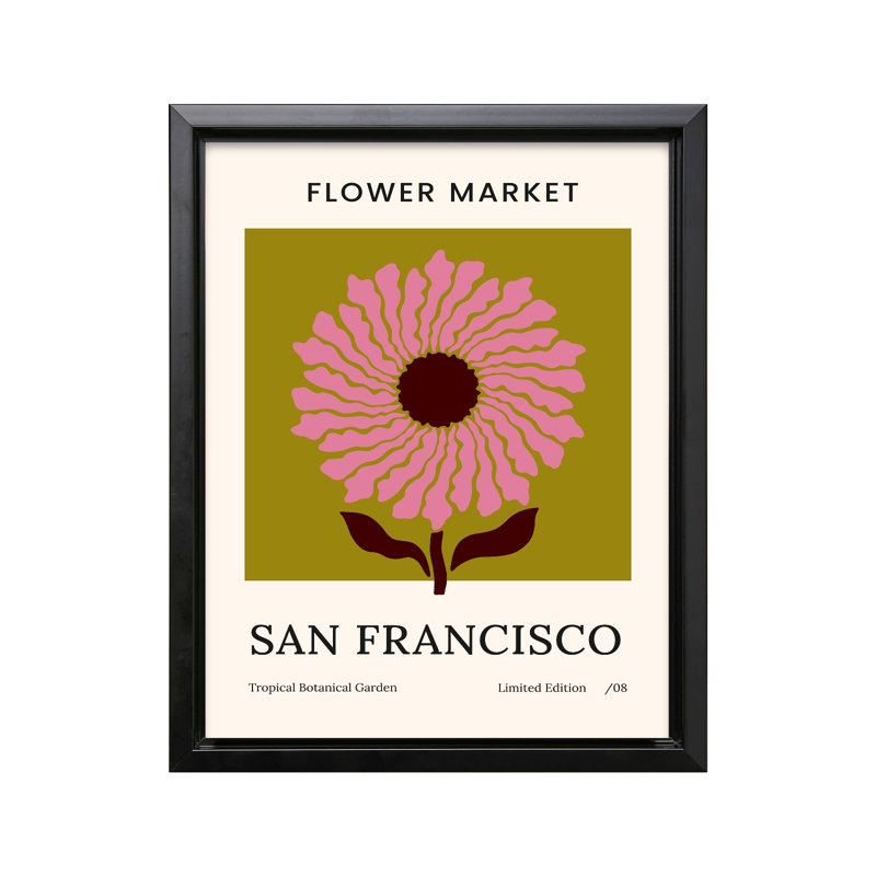 Marché aux fleurs de San Francisco, 16"H x 20"W, Canvas, Black Framed