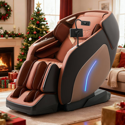 Fauteuil de massage 4D, fauteuil de massage pour tout le corps, fauteuil inclinable Zero Gravity avec système de pétrissage dynamique des jambes, rail SL 53,14 po, apparence élégante, 12 modes automatiques, chargement sans fil, haut-parleur Bluetooth, écran TFT