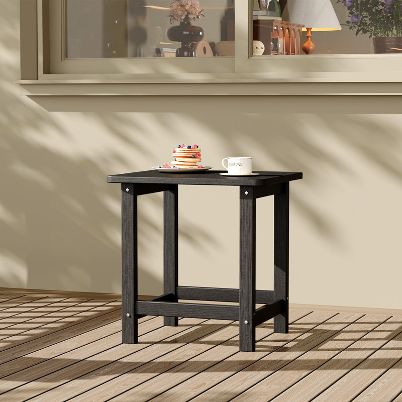Outdoor Adirondack Square Side Table - Weather-Resistant Patio End Table for Pool, Garden, Balcony or Porch, Black