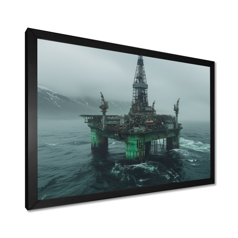 «Grey Green Winter Drilling Dynamics Oil Rig I», reproduction d'art sur toile, H 12 po x l 20 po x P 1 po