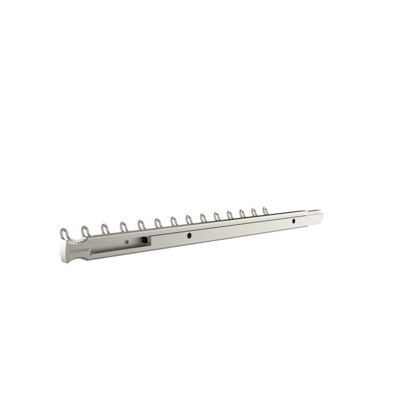 Nickel Finish Steel 14-Hook Sliding Tie and Belt Rack