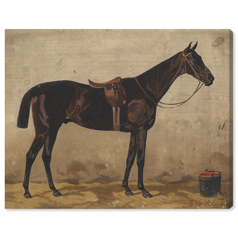 Brauner Im Stall Farm Animals by Emil Volkers - on Canvas, Wrapped Canvas, 24" H x 28" W