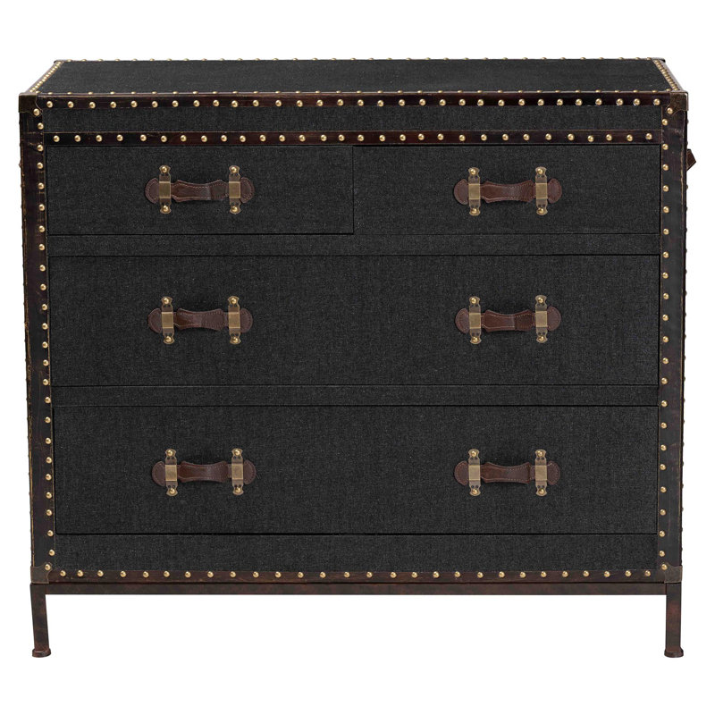 Baxton Studio Benton Vintage Black Canvas 4-Drawer Storage Cabinet