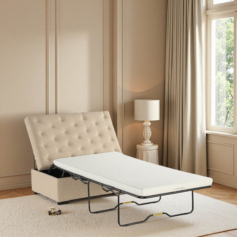 Canapé-lit pliant, repose-pieds de 49,6 po avec canapé-lit pliant, canapé-lit convertible avec matelas à mémoire de forme et conception capitonnée pour le salon
