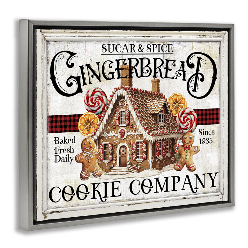 Art mural sur toile Gingerbread, H 17 po x l 21 po, Cadre flottant gris lustré