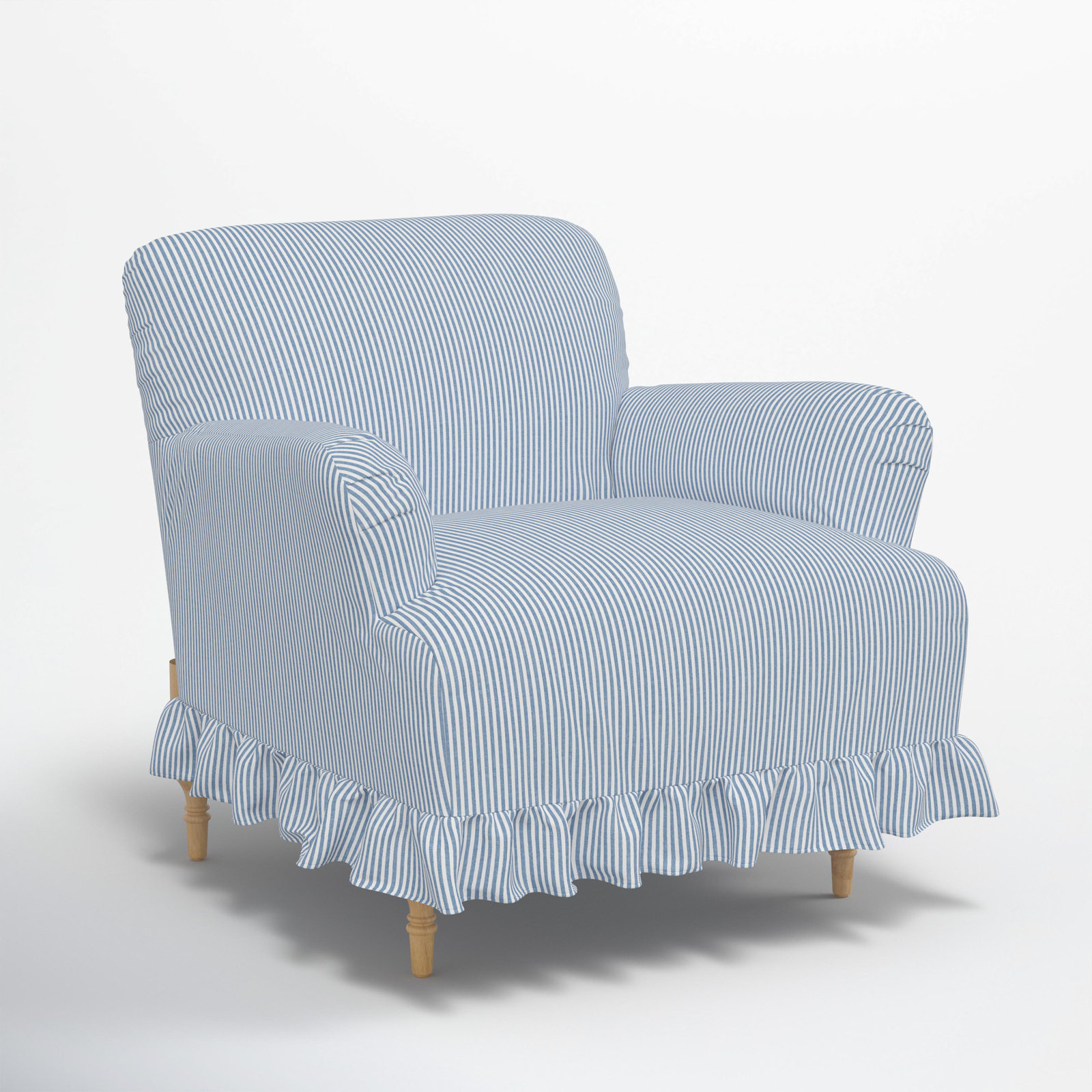 Maggie Slipcovered Armchair, Prep Stripe Blue