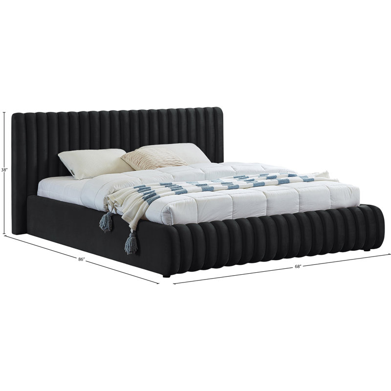Nico Tufted Panel Bed, Full, Black Velvet