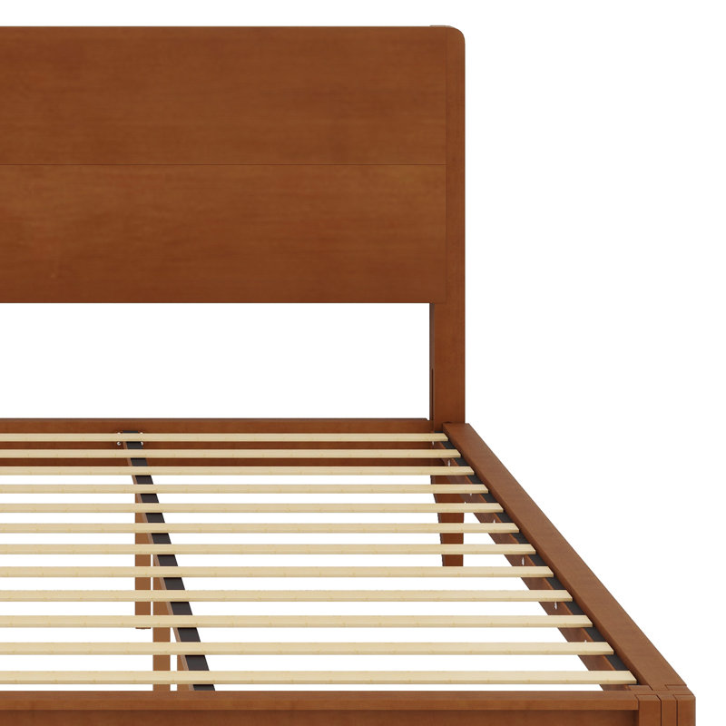 Lit plateforme en bois de bambou, Brun
