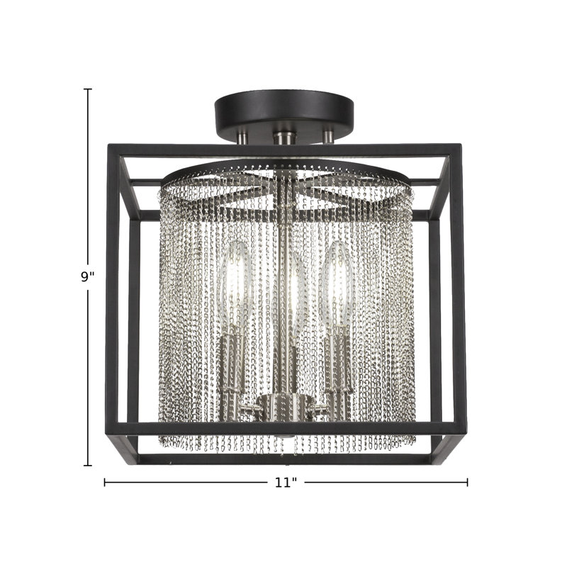 Cadina 3 Light Semi-Flush Shown In Matte Black & Brushed Nickel Finish