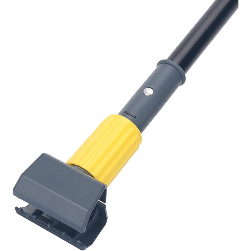 Poignée de pince 58 po avec pince à mâchoires jaunes à 10 vitesses - mât en acier inoxydable robuste, ajustement universel pour les vadrouilles en coton, en microfibre et à cordes