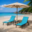 Ensemble de 2 chaises longues de patio avec table d'appoint pour patio, jardin, cour et piscine