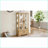 Curio Display Cabinet, American Retro Lighted Glass Cabinet with Adjustable Shelves, 2 Doors &amp; 1 Drawer | Oak-763622491