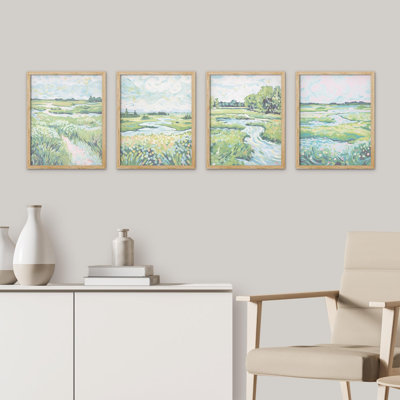 "Calming Landscape Paintings", impression sur toile 4 pièces