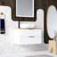 Meuble-lavabo mural à double tiroir 32 pouces, plateau en bois massif Cabine, lavabo carré en céramique, design minimaliste moderne, alliant fonctionnalité et style