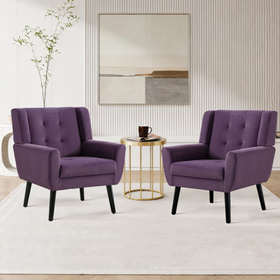 Ensemble de 2 fauteuils capitonnés rembourrés à dossier large