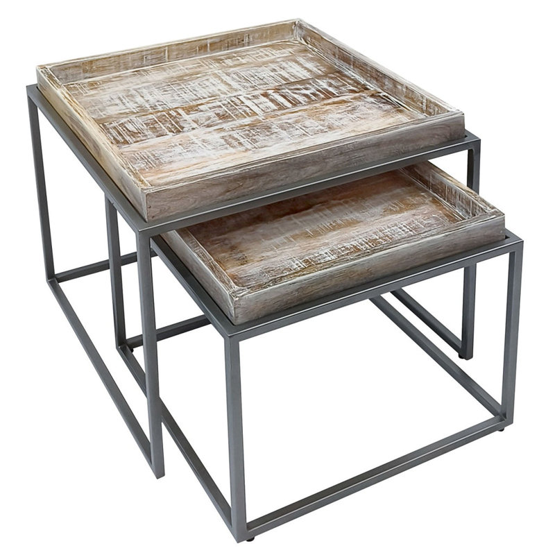 Eyla Frame Nesting Tables, Grey, Grey