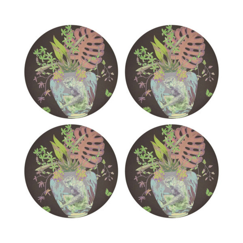 Monkey Large Jungle Pebble 16" Vinyl Placemat, Chocolate