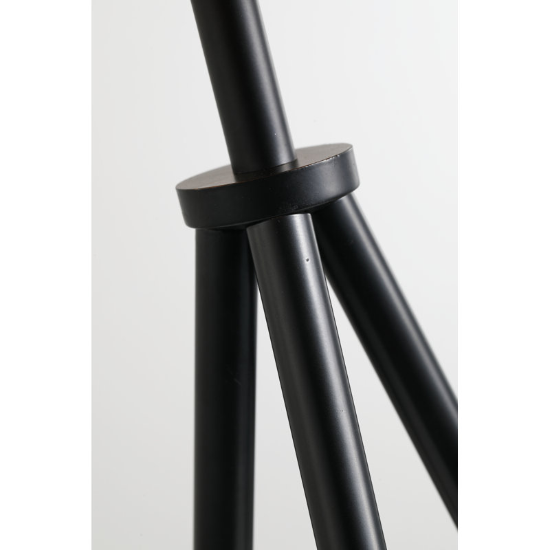 Black Iron Tripod Table Lamp with Rattan Shade