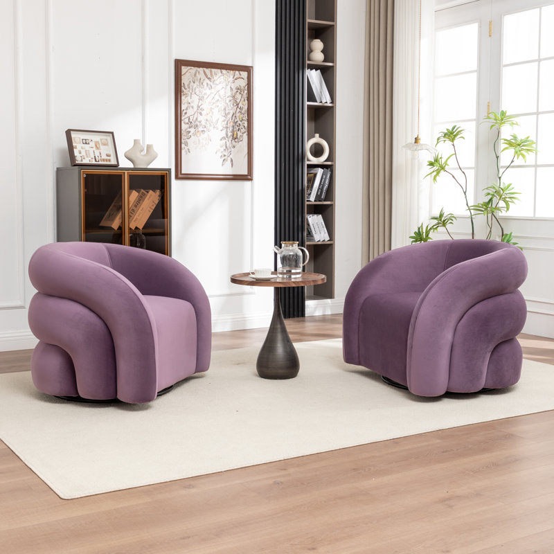 Coyle Upholstered Swivel Barrel Chair, Purple